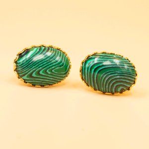 GREEN MALACHITE GOLD PLATED CUFFLINKS - McGXG1